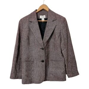 Chadwicks Blazer Womens 10P‎ Petite Pink Tweed Wool Blend Career Jacket